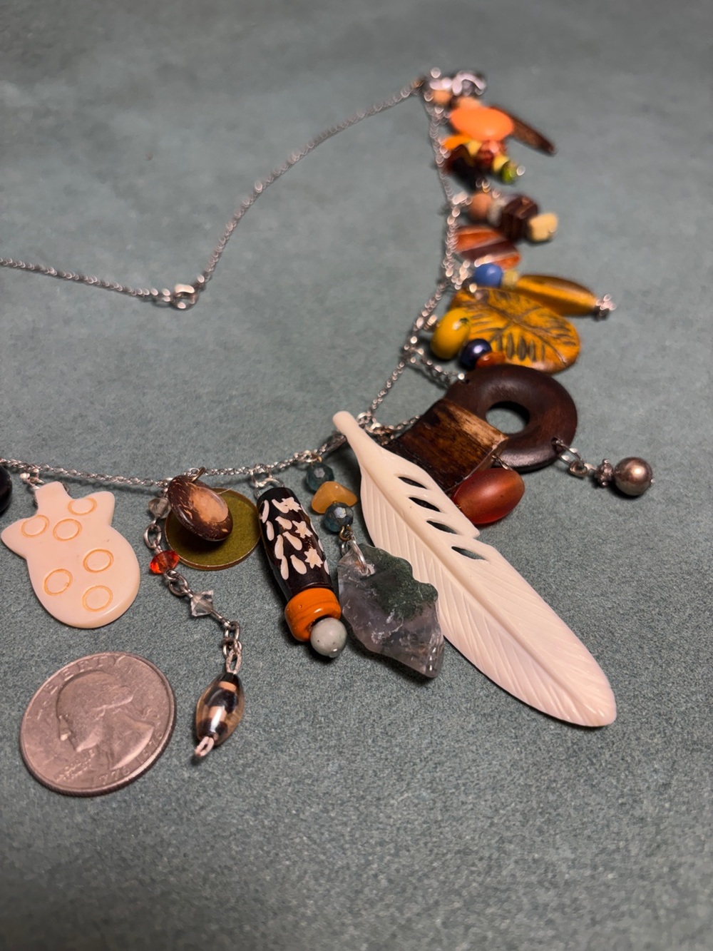 Hand crafted extra-long charm necklace - Picture 3 of 3